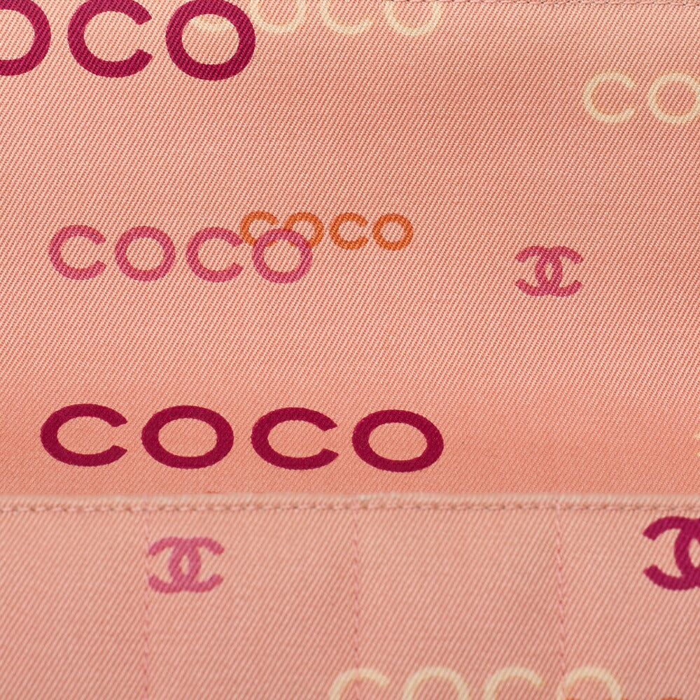 CHANEL Canvas Chocolate Bar Logo Print Chain Shoulder Salmon Pink Gold-Tone Hardware, Pre-Owned