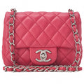 CHANEL Chain Shoulder Bag Mini Matelasse 17cm Caviar Skin Pink Silver-Tone Hardware, Pre-Owned