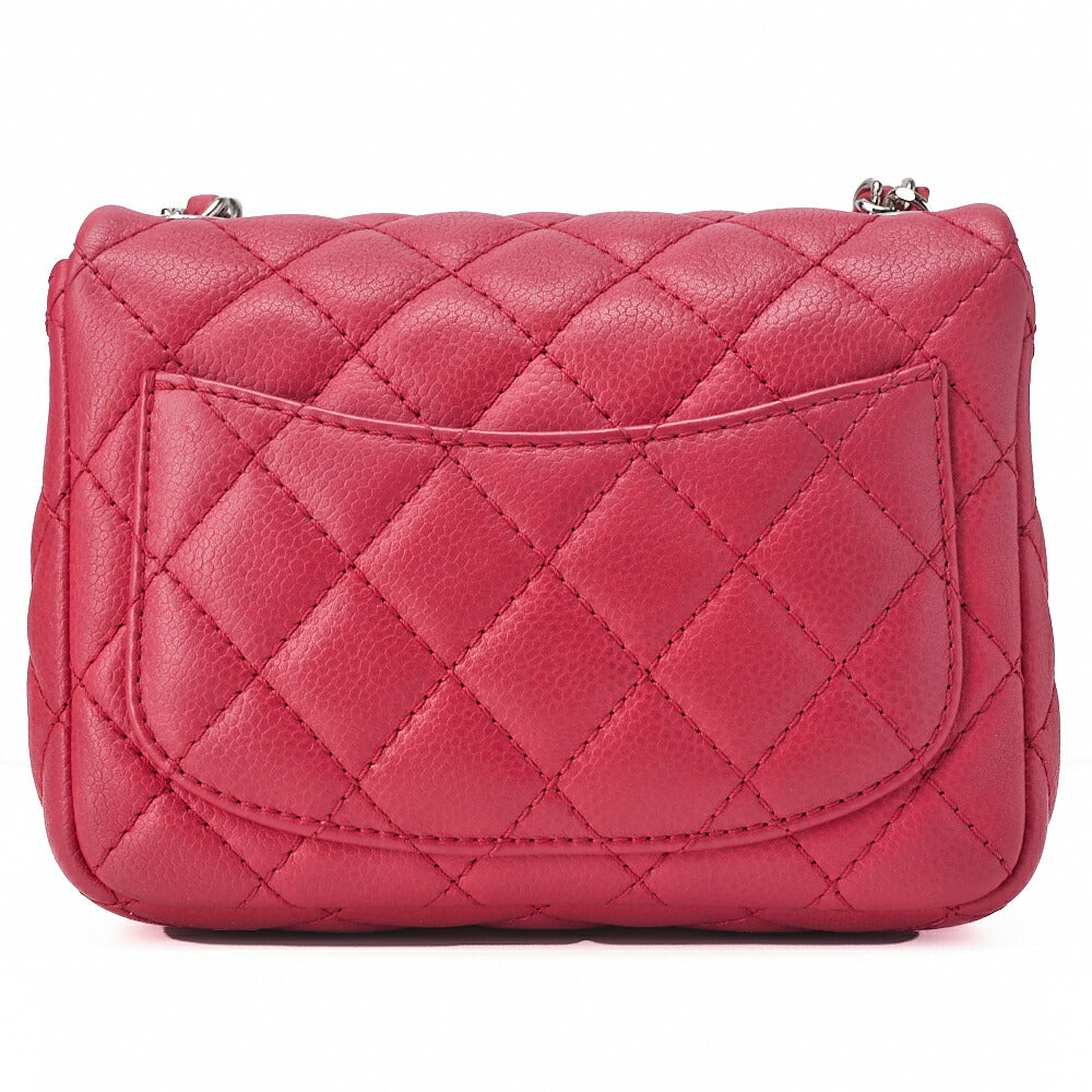 CHANEL Chain Shoulder Bag Mini Matelasse 17cm Caviar Skin Pink Silver-Tone Hardware, Pre-Owned