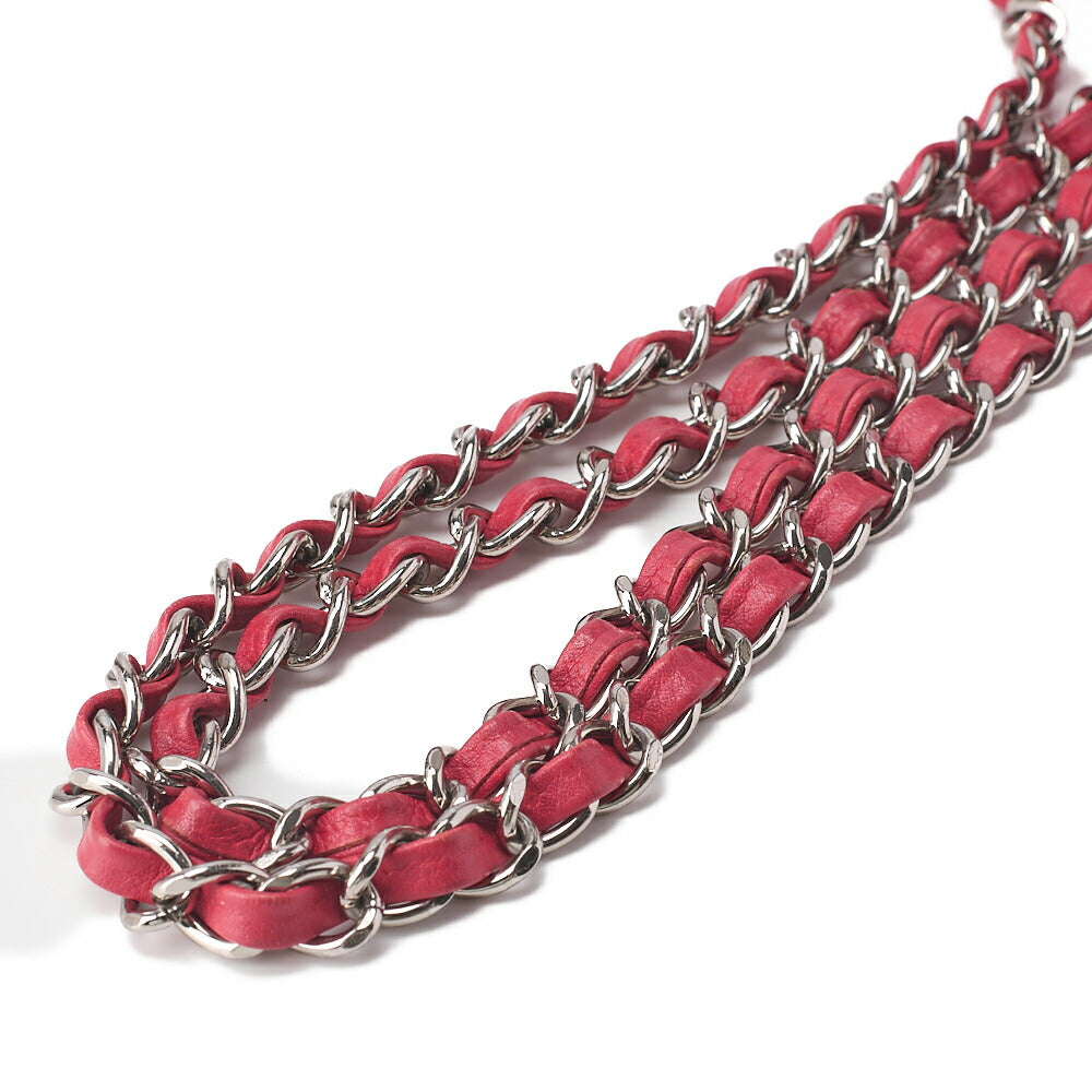CHANEL Chain Shoulder Bag Mini Matelasse 17cm Caviar Skin Pink Silver-Tone Hardware, Pre-Owned