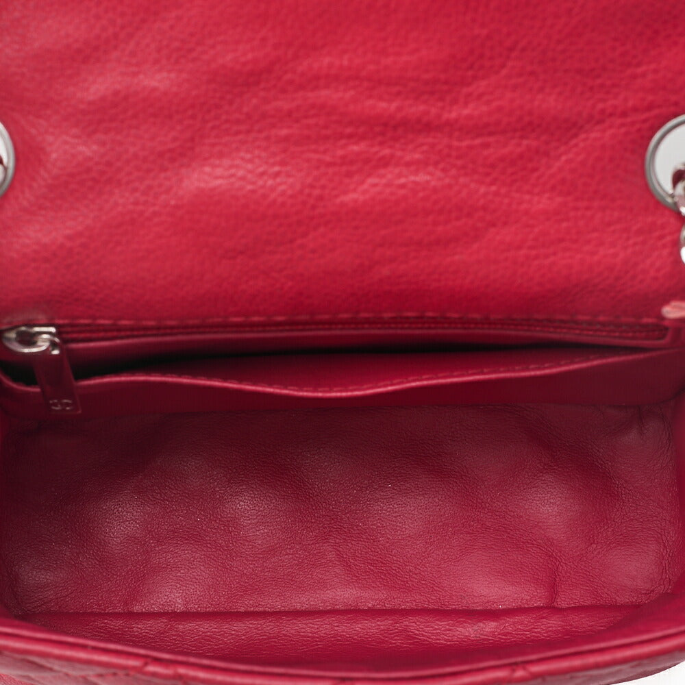 CHANEL Chain Shoulder Bag Mini Matelasse 17cm Caviar Skin Pink Silver-Tone Hardware, Pre-Owned