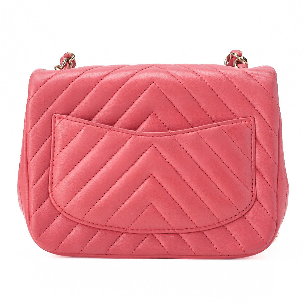 CHANEL Chevron Mini Matelasse 17cm Lambskin Pink Gold-Tone Hardware, Pre-Owned