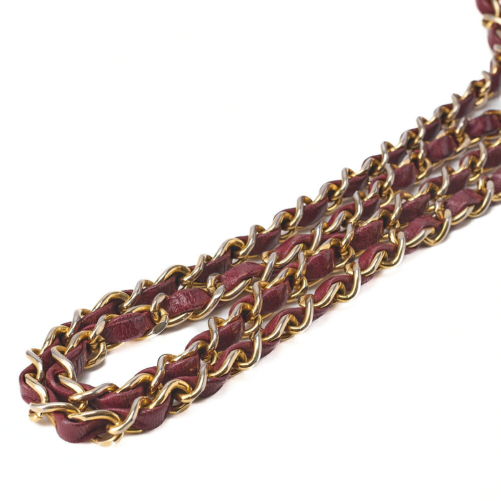 CHANEL Chain Shoulder Bag Minima Telass? 17cm Lambskin Red x Black Gold-Tone Hardware, Pre-Owned