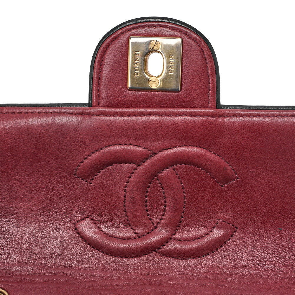 CHANEL Chain Shoulder Bag Minima Telass? 17cm Lambskin Red x Black Gold-Tone Hardware, Pre-Owned