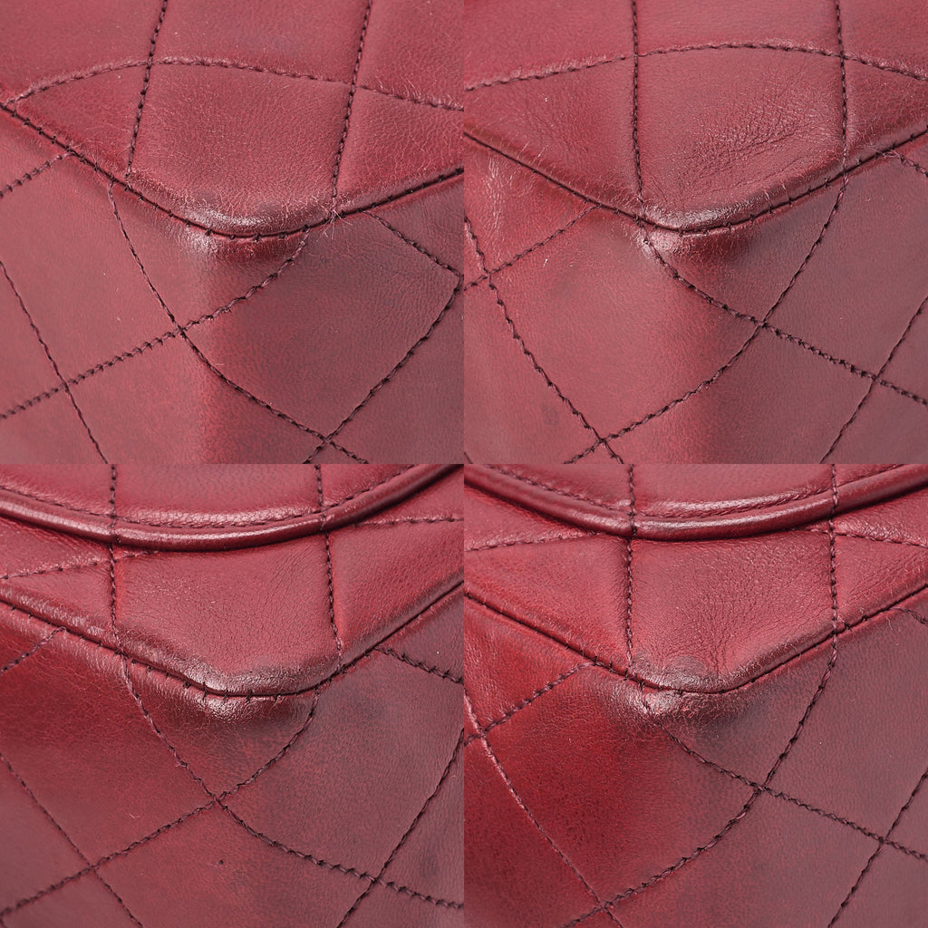 CHANEL Chain Shoulder Bag Minima Telass? 17cm Lambskin Red x Black Gold-Tone Hardware, Pre-Owned