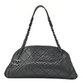 CHANEL Sparkle Leather Mademoiselle Coco Charm Boring Bag Black Black-Tone Hardware, Pre-Owned
