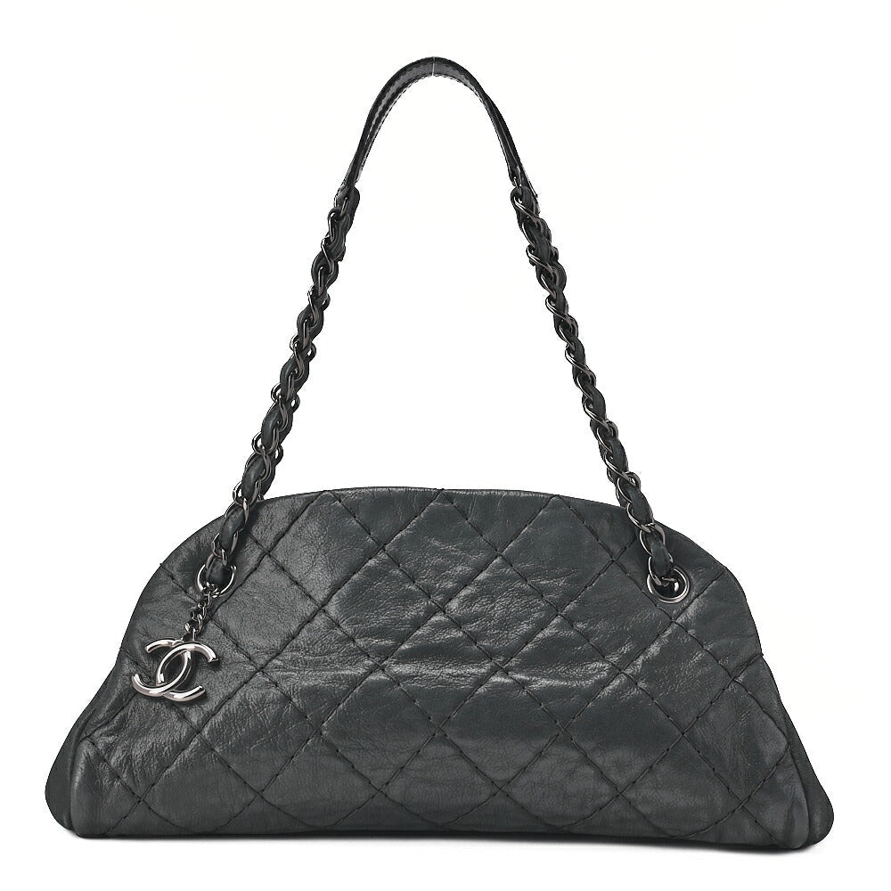 CHANEL Sparkle Leather Mademoiselle Coco Charm Boring Bag Black Black-Tone Hardware, Pre-Owned