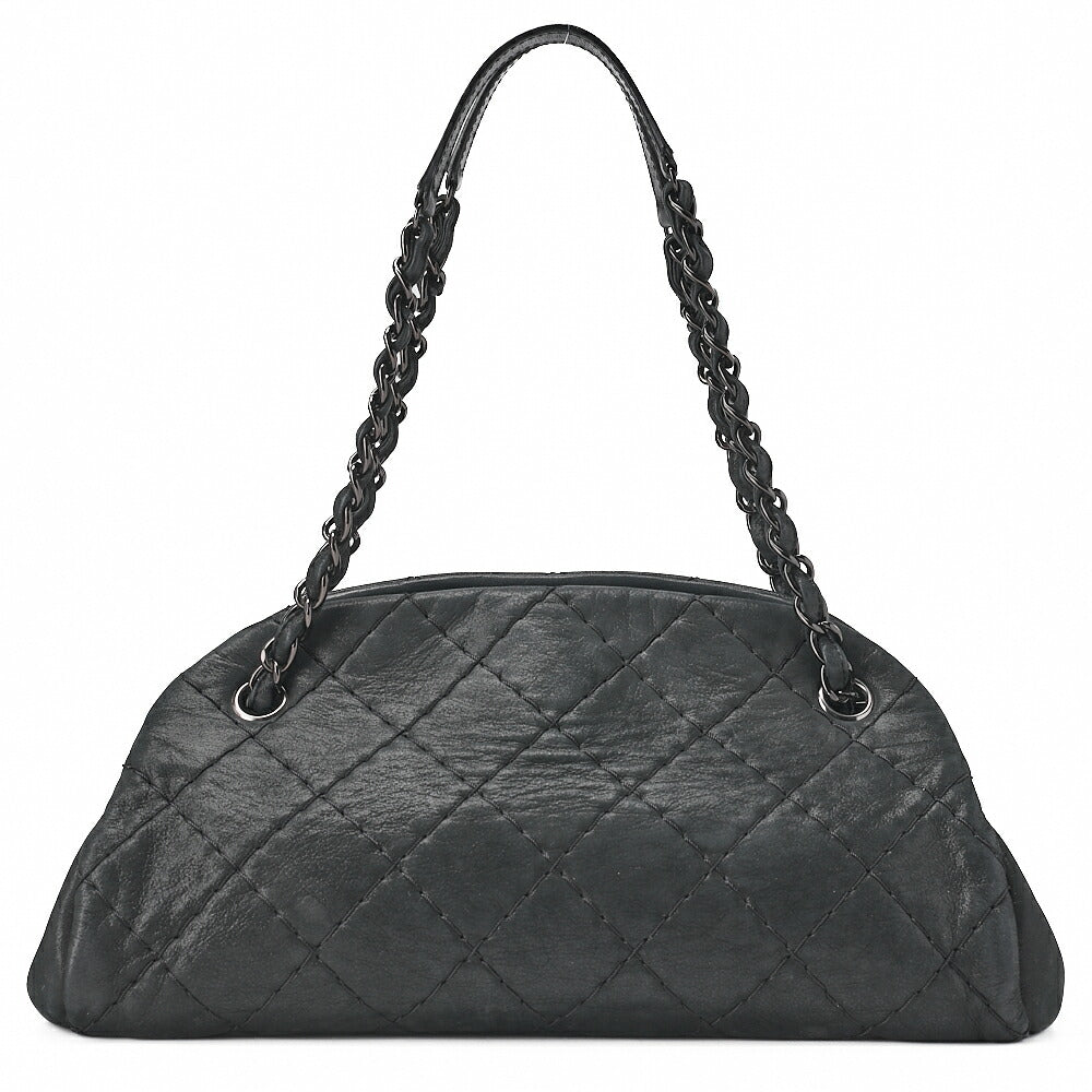 CHANEL Sparkle Leather Mademoiselle Coco Charm Boring Bag Black Black-Tone Hardware, Pre-Owned