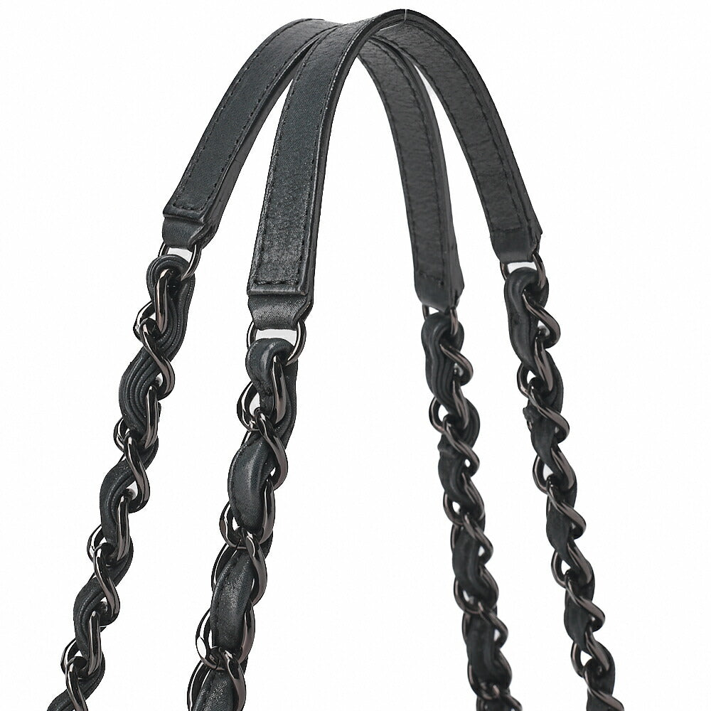 CHANEL Sparkle Leather Mademoiselle Coco Charm Boring Bag Black Black-Tone Hardware, Pre-Owned