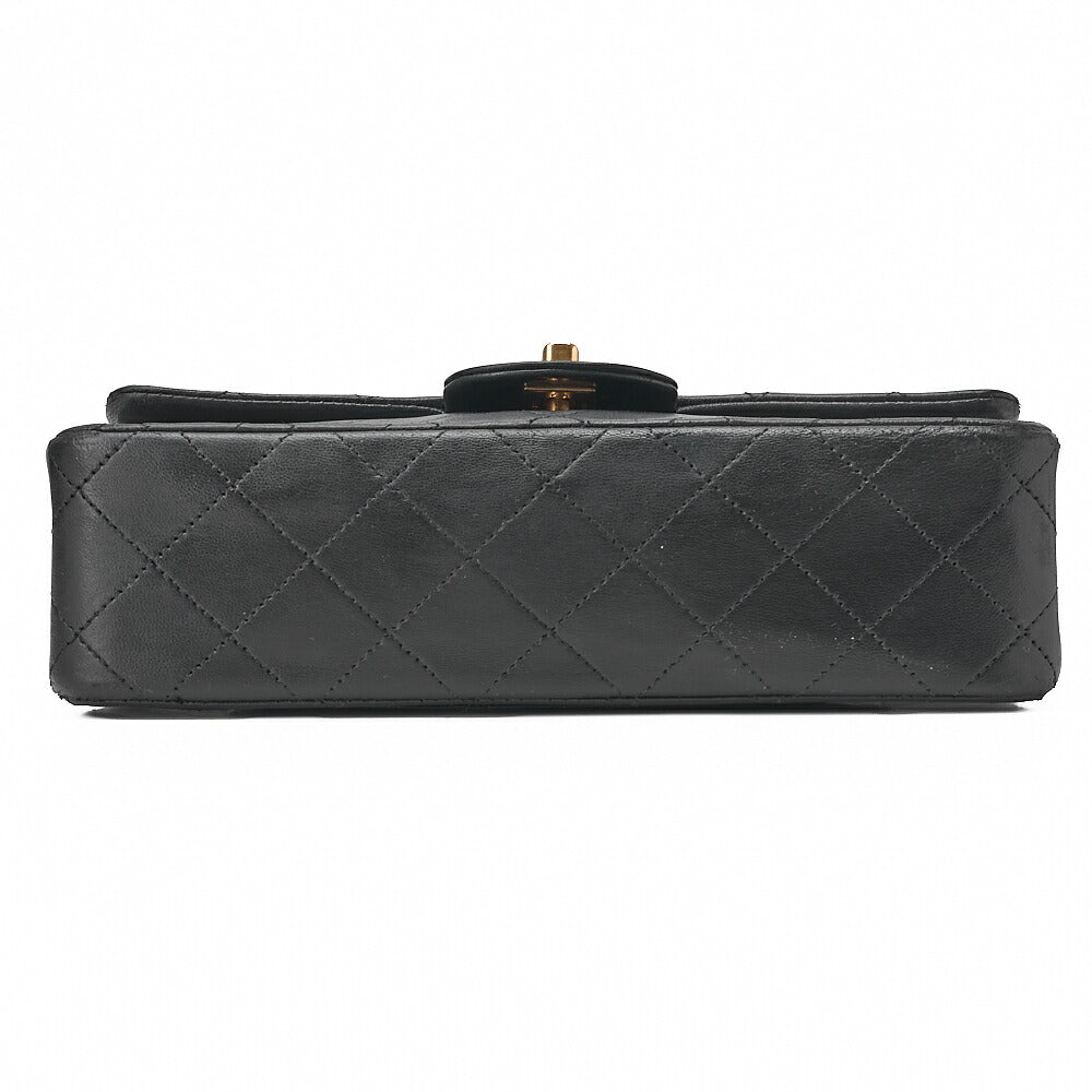 CHANEL Chain Shoulder Bag Matelasse 23cm Double Flap Lambskin Black Gold-Tone Hardware, Pre-Owned
