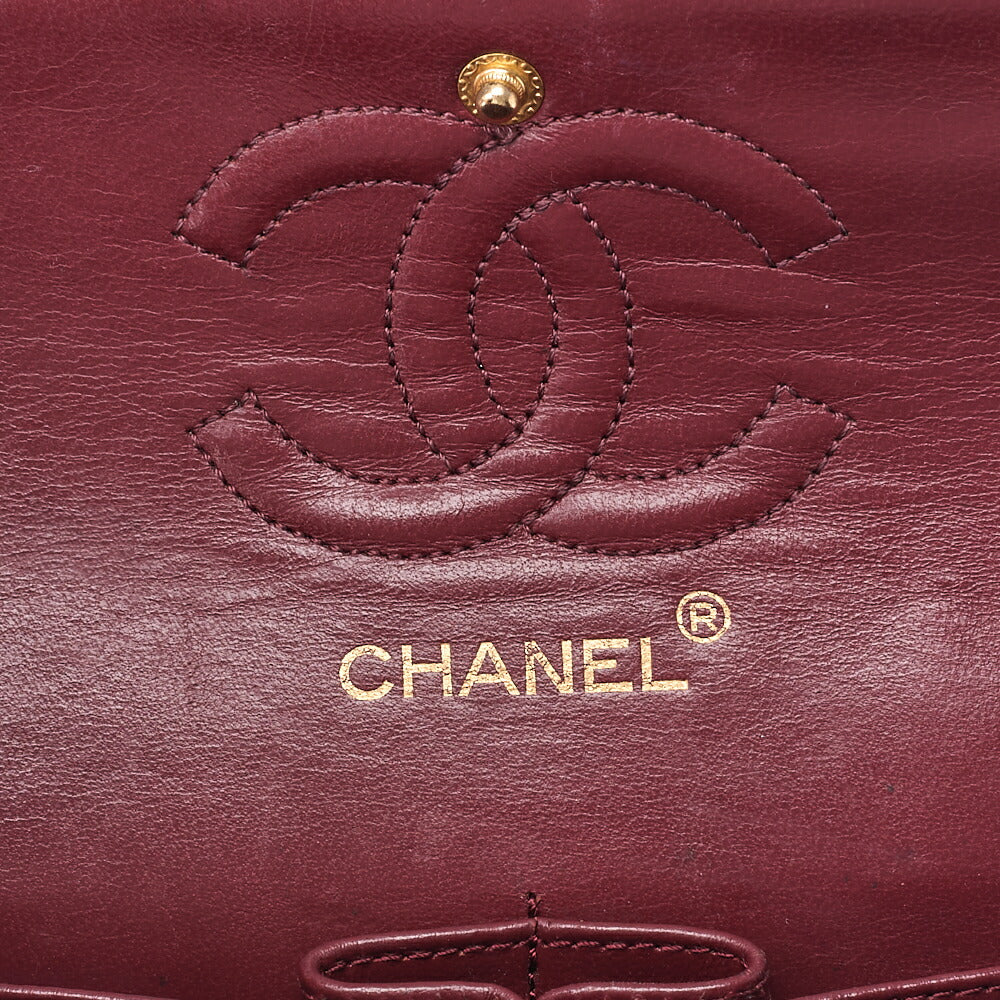 CHANEL Chain Shoulder Bag Matelasse 23cm Double Flap Lambskin Black Gold-Tone Hardware, Pre-Owned