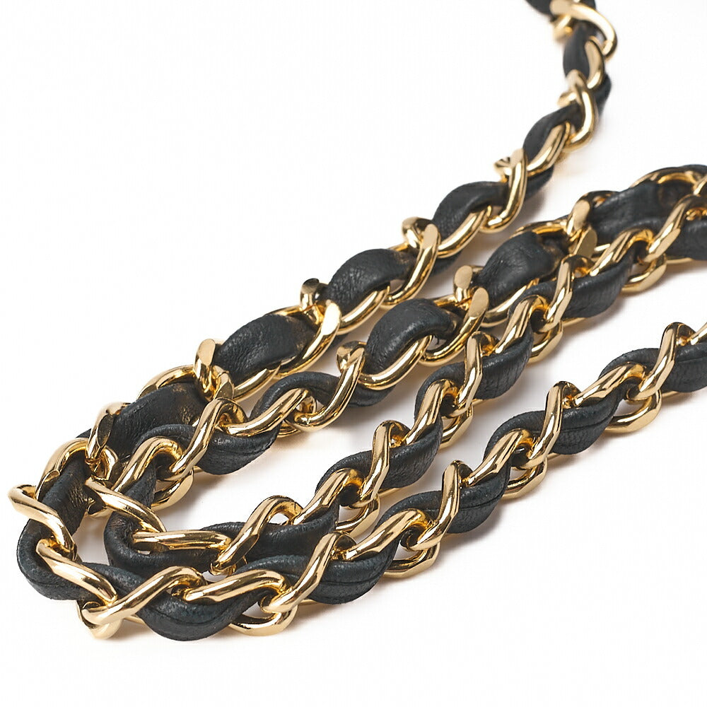 CHANEL Lambskin Matelasse Full Flap 23cm Push Lock Chain Shoulder Black Gold-Tone Hardware, Pre-Owned