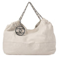 CHANEL Calfskin Coco Cabus GM Circle Coco Charm Chain Shoulder White Silver-Tone Hardware, Pre-Owned