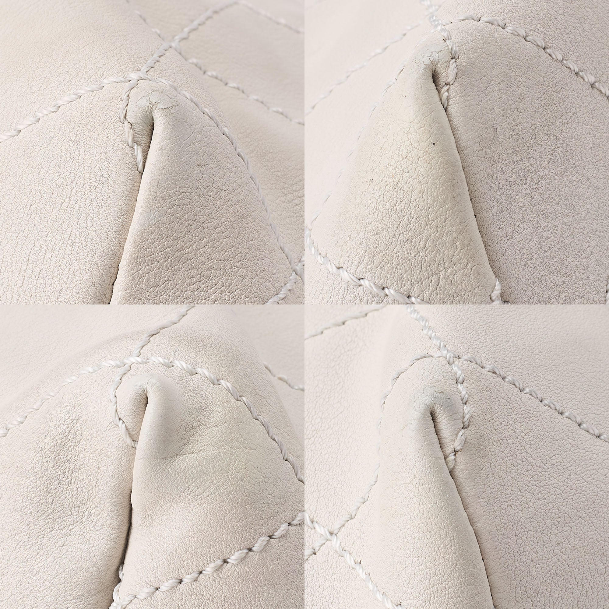 CHANEL Calfskin Coco Cabus GM Circle Coco Charm Chain Shoulder White Silver-Tone Hardware, Pre-Owned