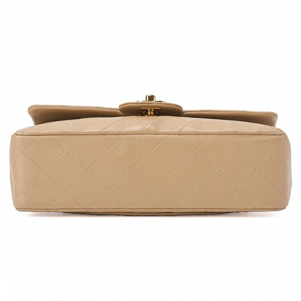 CHANEL Chain Shoulder Bag Matelasse 23cm Double Flap Lambskin Beige Gold -Tone Hardware, Pre-Owned