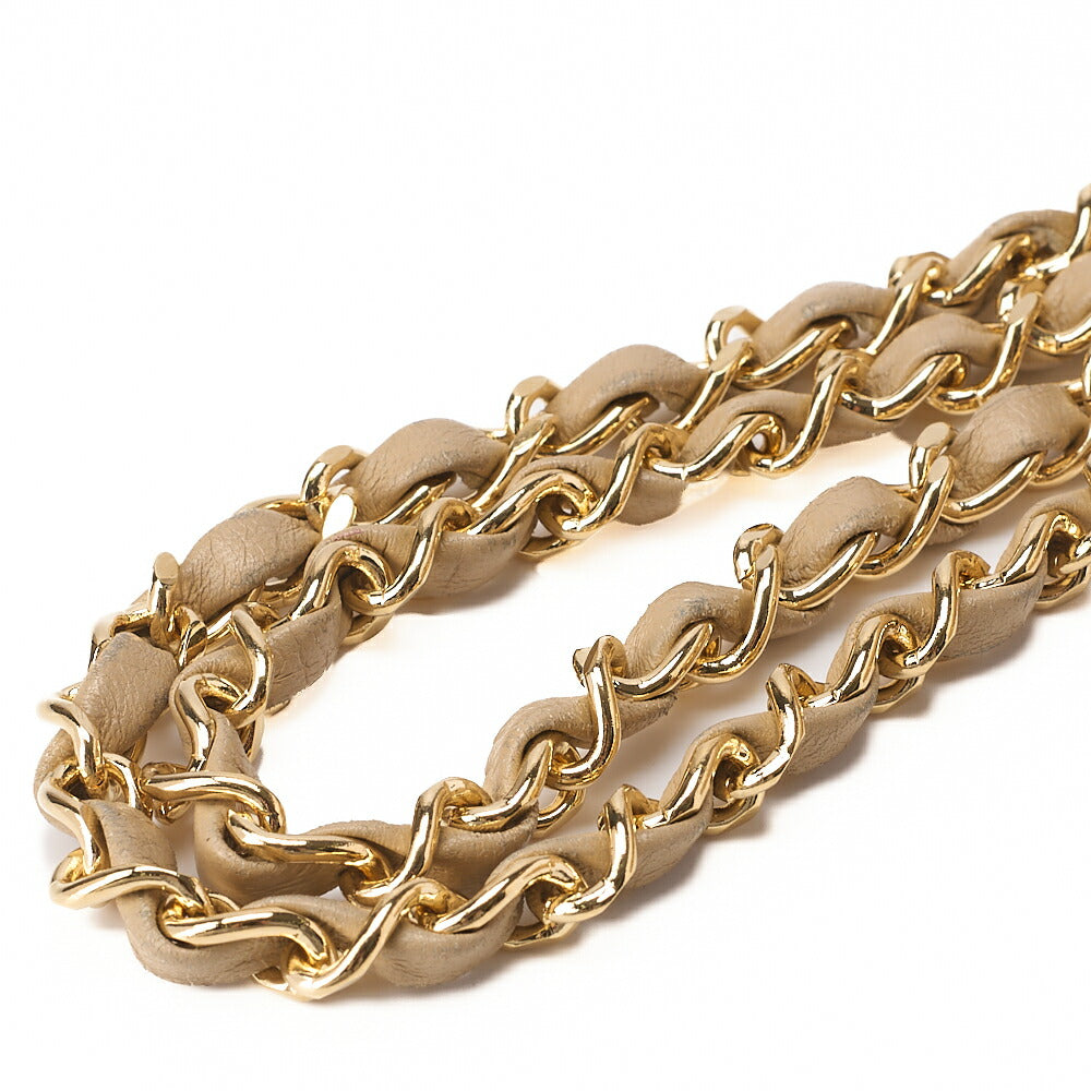 CHANEL Chain Shoulder Bag Matelasse 23cm Double Flap Lambskin Beige Gold -Tone Hardware, Pre-Owned