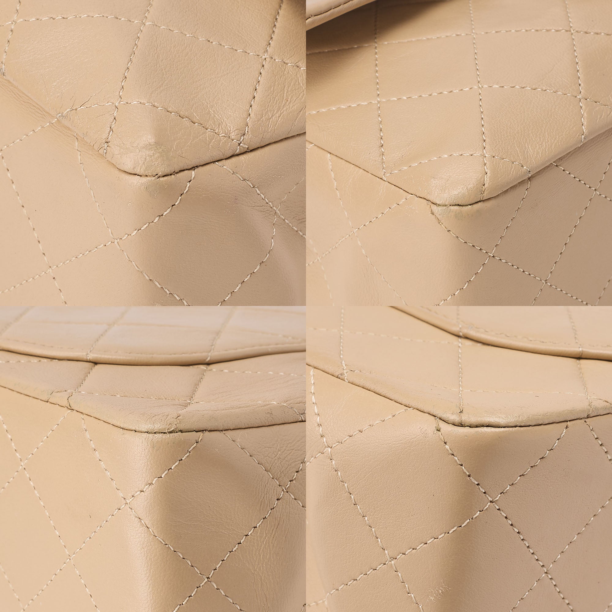 CHANEL Chain Shoulder Bag Matelasse 23cm Double Flap Lambskin Beige Gold -Tone Hardware, Pre-Owned