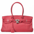 HERMES Shoulder Birkin 42 Handbag Troyon Clemence Bougainvillea Silver-Tone Hardware, Pre-Owned