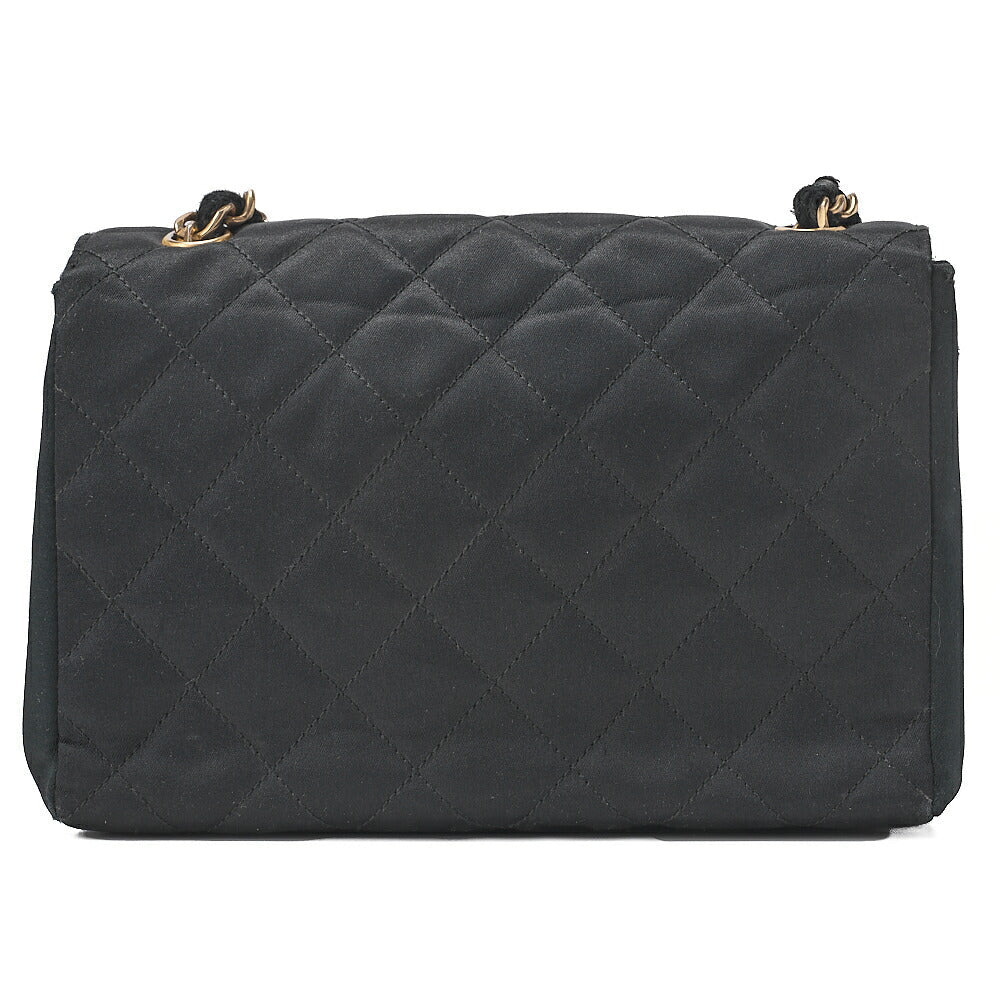 CHANEL Matelasse Big Coco V Flap Chain Shoulder Satin Black Gold-Tone Hardware, Pre-Owned