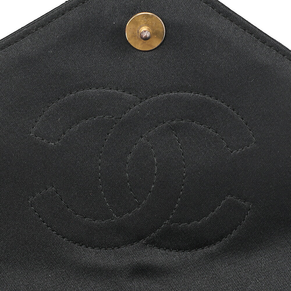 CHANEL Matelasse Big Coco V Flap Chain Shoulder Satin Black Gold-Tone Hardware, Pre-Owned