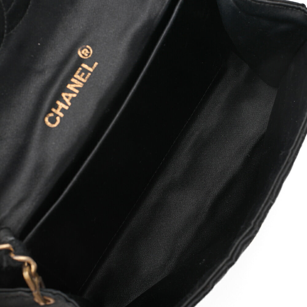 CHANEL Matelasse Big Coco V Flap Chain Shoulder Satin Black Gold-Tone Hardware, Pre-Owned