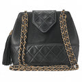CHANEL Matelasse Fringe Chain Shoulder Magnetic Lock Lambskin Black Gold -Tone Hardware, Pre-Owned