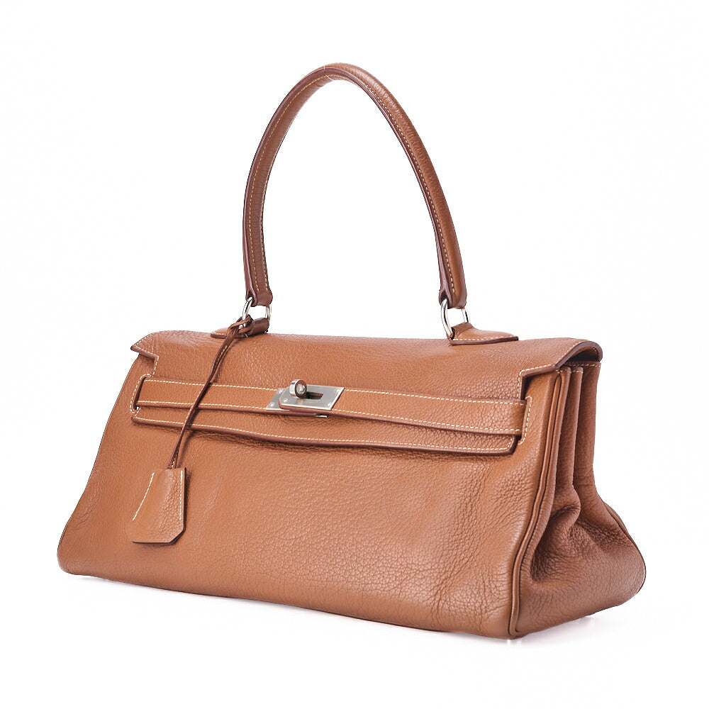 HERMES Shoulder Kelly 40 Handbag Trion Clemence Gold Silver-Tone Hardware, Pre-Owned