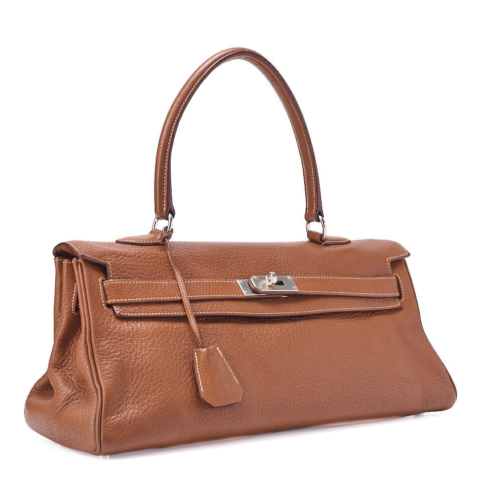 HERMES Shoulder Kelly 40 Handbag Trion Clemence Gold Silver-Tone Hardware, Pre-Owned