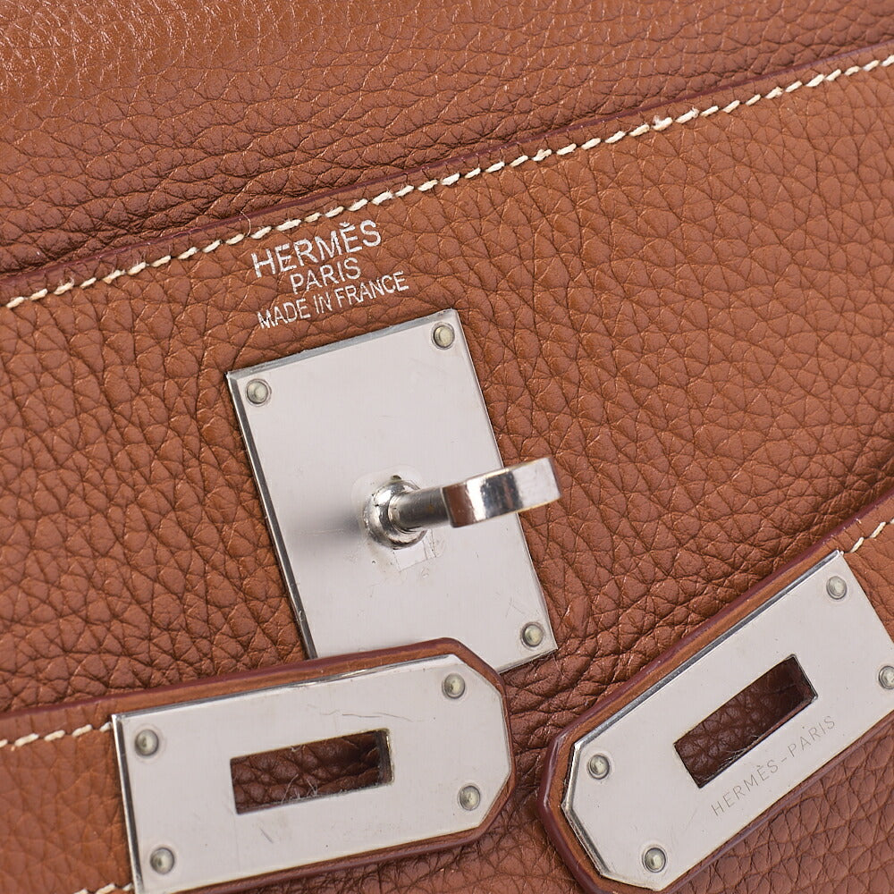 HERMES Shoulder Kelly 40 Handbag Trion Clemence Gold Silver-Tone Hardware, Pre-Owned