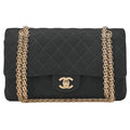 CHANEL Chain Shoulder Bag Matelasse Double Flap Cotton Black Champagne Gold-Tone Hardware, Pre-Owned