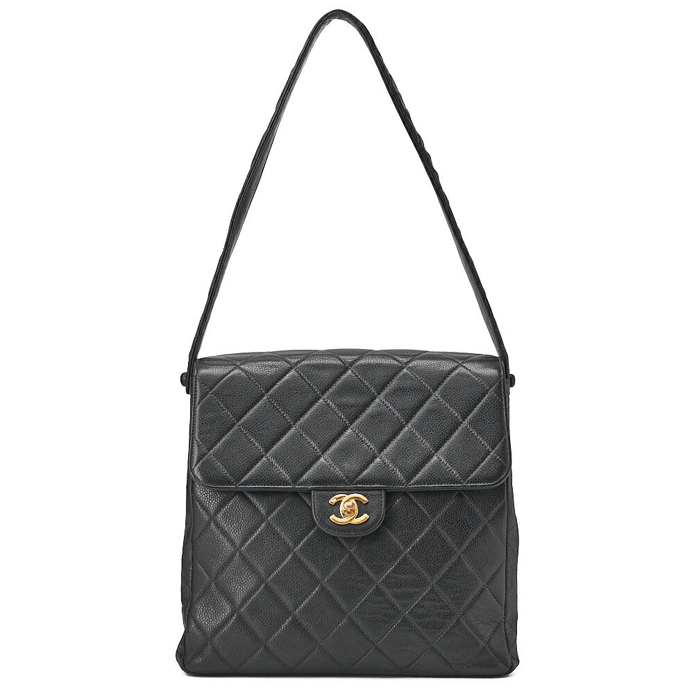 CHANEL Matelasse Turnlock Double Face Shoulder Caviar Skin Black Gold-Tone Hardware, Pre-Owned