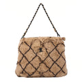 CHANEL Shoulder Bag Matrasse Coco Mark Fur Chain Shoulder Bag Beige x Black Black-Tone Hardware, Pre-Owned