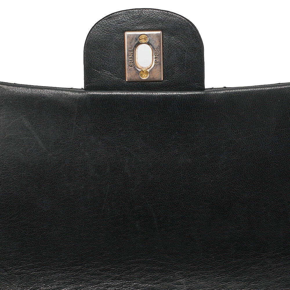 CHANEL Lambskin Matrasse 25cm Square Double Flap Chain Shoulder Black Gold-Tone Hardware, Pre-Owned