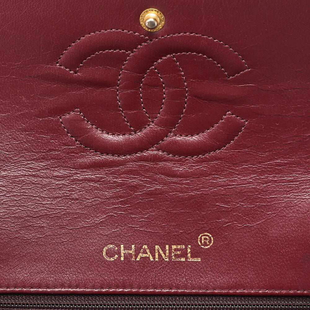 CHANEL Lambskin Matrasse 25cm Square Double Flap Chain Shoulder Black Gold-Tone Hardware, Pre-Owned