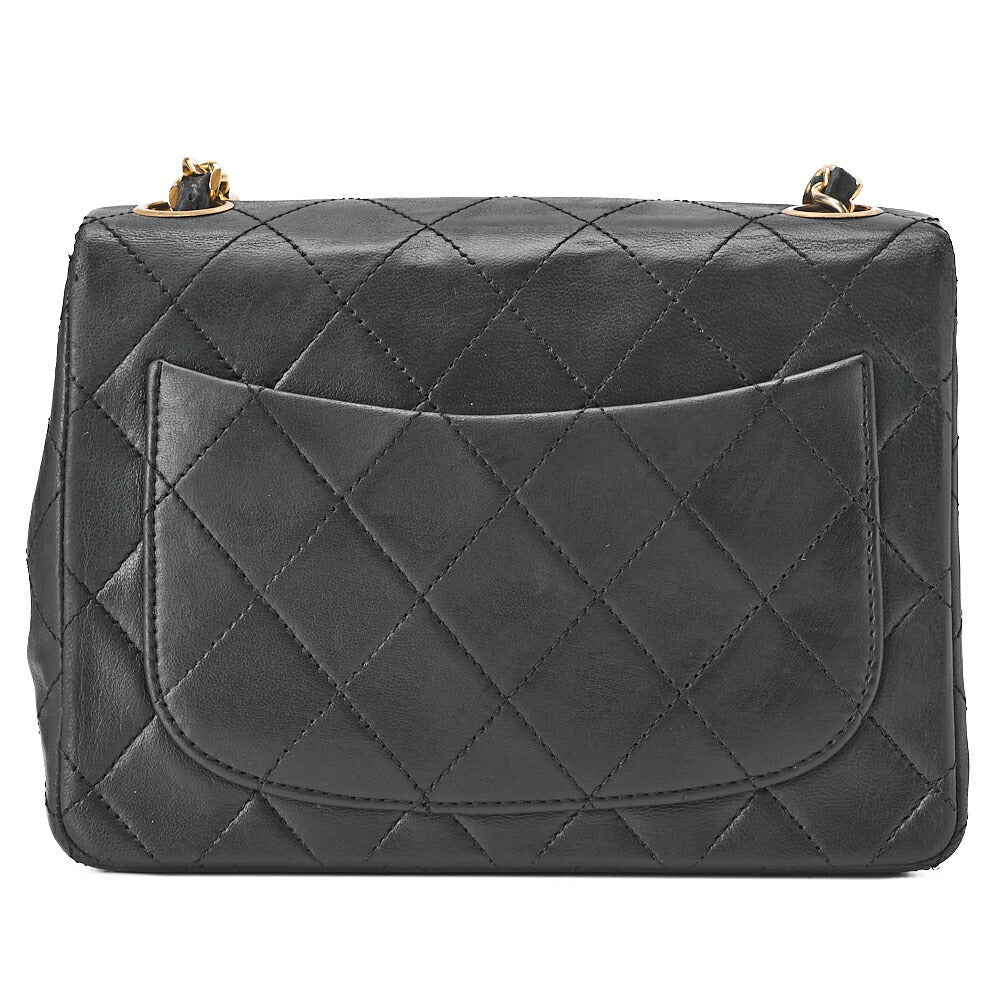 CHANEL Chain Shoulder Bag Mini Matelasse 17cm Lambskin Black Gold-Tone Hardware, Pre-Owned