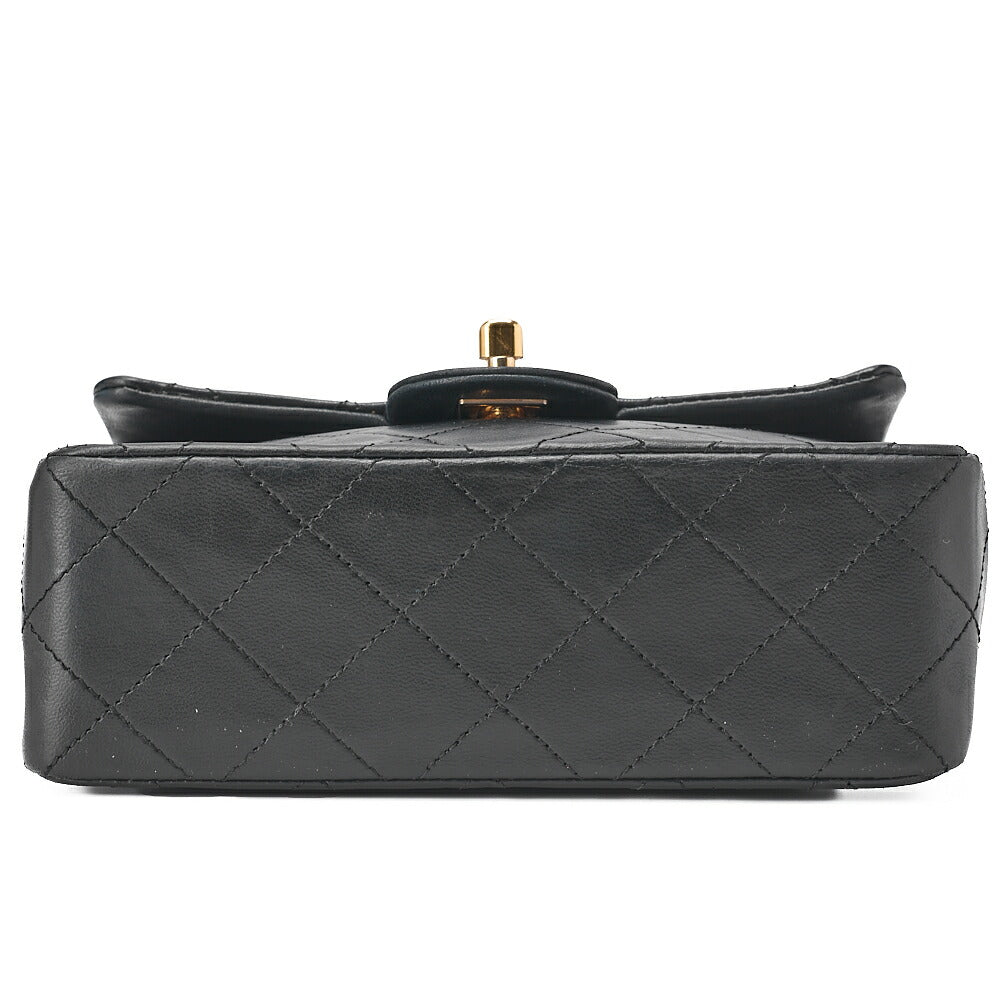 CHANEL Chain Shoulder Bag Mini Matelasse 17cm Lambskin Black Gold-Tone Hardware, Pre-Owned