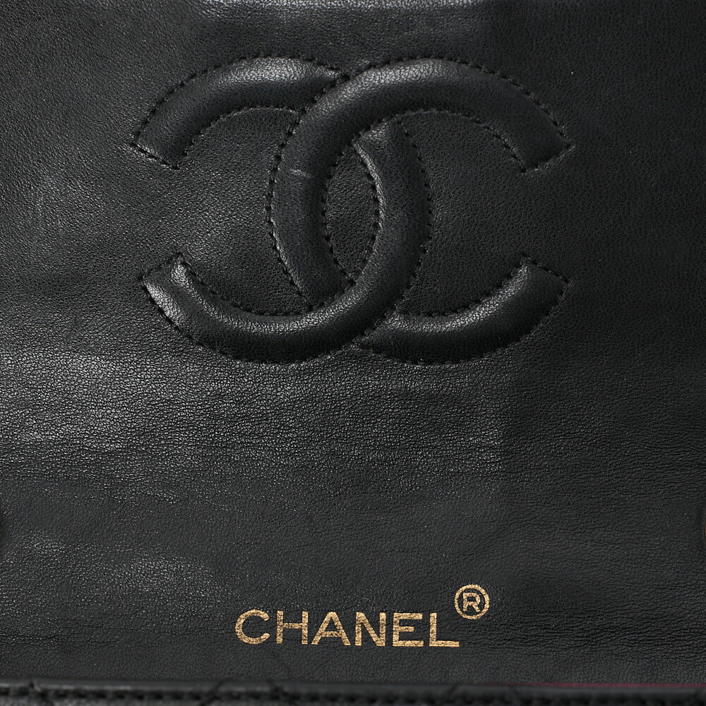 CHANEL Chain Shoulder Bag Mini Matelasse 17cm Lambskin Black Gold-Tone Hardware, Pre-Owned
