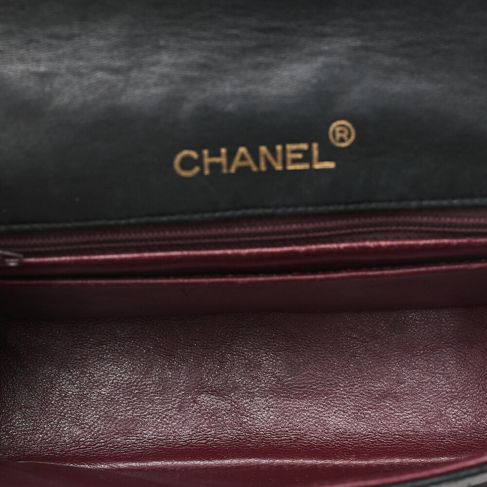 CHANEL Chain Shoulder Bag Mini Matelasse 17cm Lambskin Black Gold-Tone Hardware, Pre-Owned