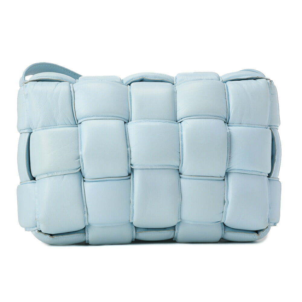 BOTTEGA VENETA Intrecciato Lambskin Padette Cassette Shoulder Back Sky Blue Silver -Tone Hardware, Pre-Owned