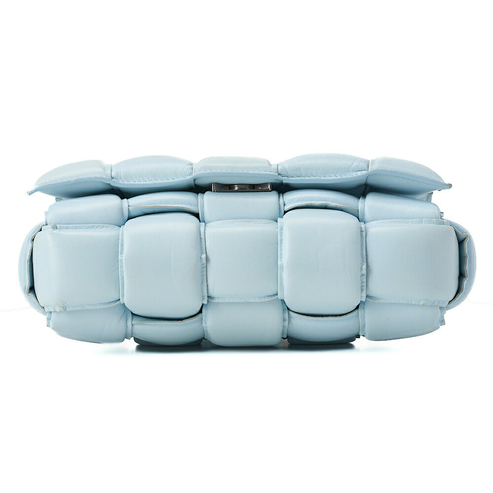 BOTTEGA VENETA Intrecciato Lambskin Padette Cassette Shoulder Back Sky Blue Silver -Tone Hardware, Pre-Owned