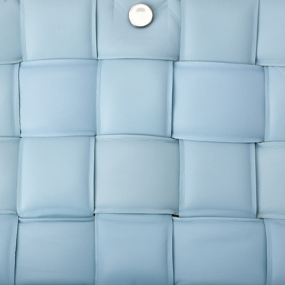 BOTTEGA VENETA Intrecciato Lambskin Padette Cassette Shoulder Back Sky Blue Silver -Tone Hardware, Pre-Owned