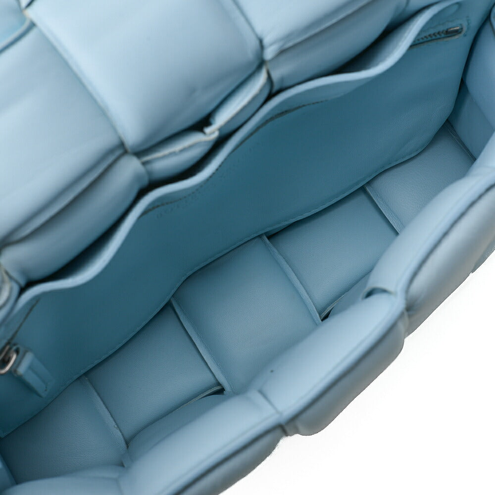 BOTTEGA VENETA Intrecciato Lambskin Padette Cassette Shoulder Back Sky Blue Silver -Tone Hardware, Pre-Owned