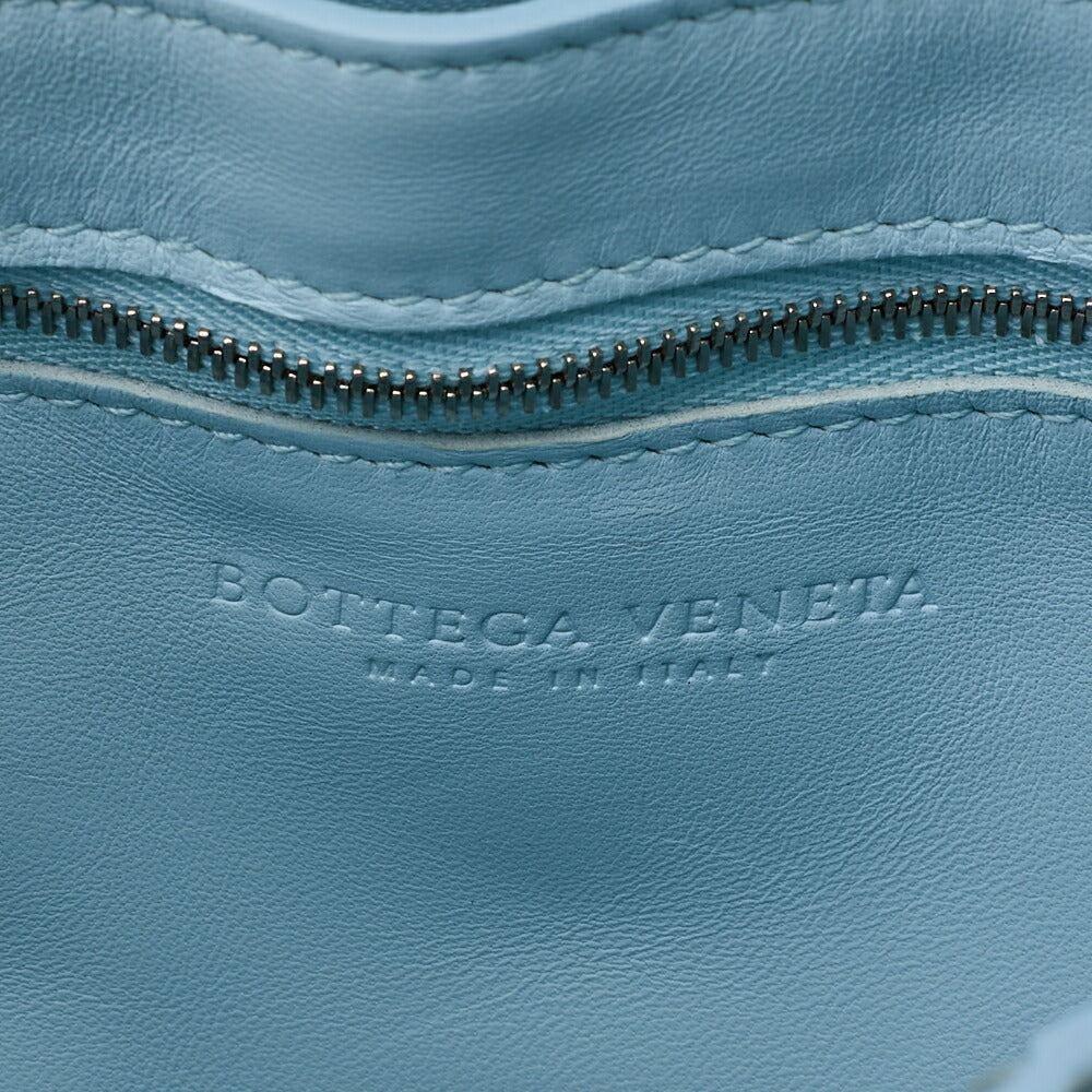 BOTTEGA VENETA Intrecciato Lambskin Padette Cassette Shoulder Back Sky Blue Silver -Tone Hardware, Pre-Owned