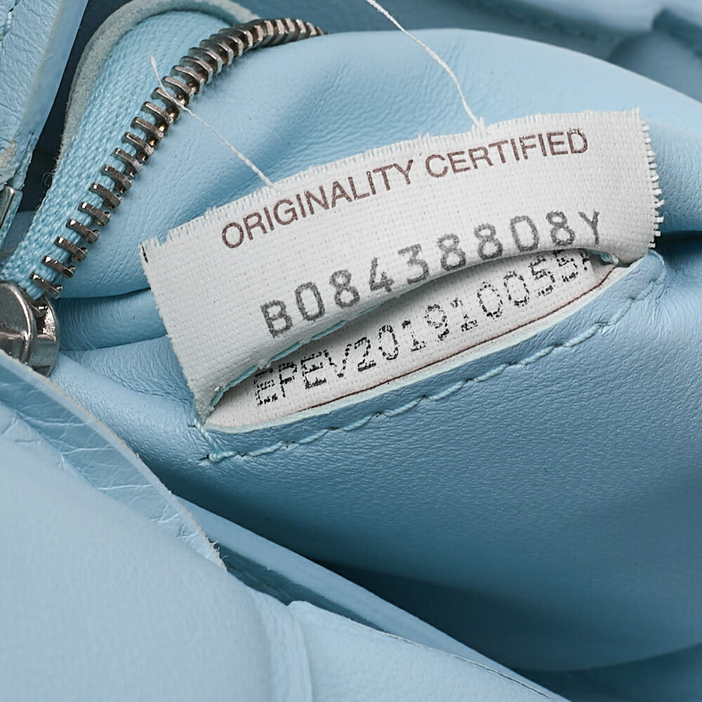 BOTTEGA VENETA Intrecciato Lambskin Padette Cassette Shoulder Back Sky Blue Silver -Tone Hardware, Pre-Owned