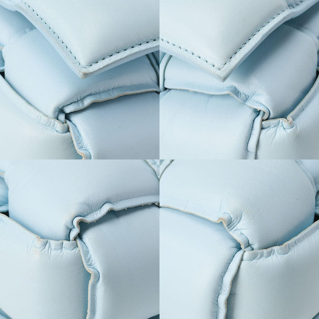 BOTTEGA VENETA Intrecciato Lambskin Padette Cassette Shoulder Back Sky Blue Silver -Tone Hardware, Pre-Owned