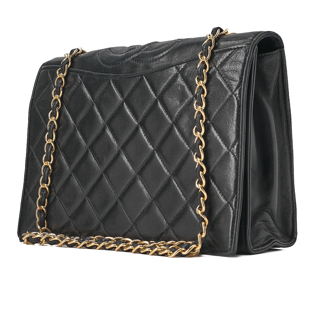 CHANEL Matelasse Top Coco Chain Shoulder Full Flap Magnetic Lock Lambskin Black Coco Mark Gold-Tone Hardware, Pre-Owned