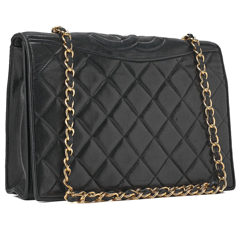 CHANEL Matelasse Top Coco Chain Shoulder Full Flap Magnetic Lock Lambskin Black Coco Mark Gold-Tone Hardware, Pre-Owned
