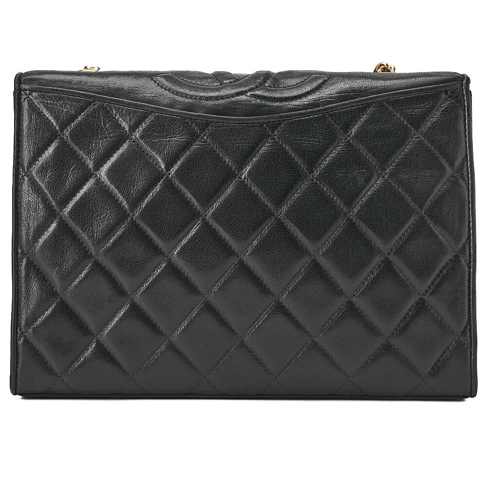 CHANEL Matelasse Top Coco Chain Shoulder Full Flap Magnetic Lock Lambskin Black Coco Mark Gold-Tone Hardware, Pre-Owned