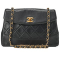 CHANEL Chain Shoulder Bag Matelasse Design Flap Single Lambskin Black Gold-Tone Hardware, Pre-Owned