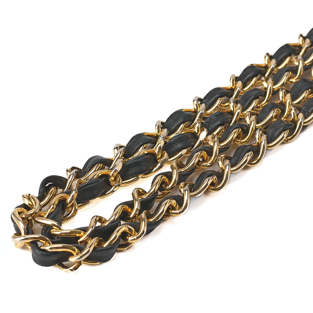 CHANEL Chain Shoulder Bag Matelasse Design Flap Single Lambskin Black Gold-Tone Hardware, Pre-Owned